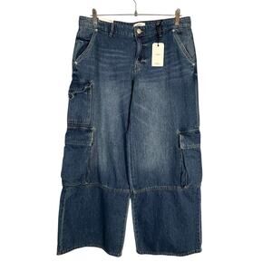 Forever 21 Cargo Jeans 29 Relaxed Fit Wide Leg Utility Pockets Denim NWT